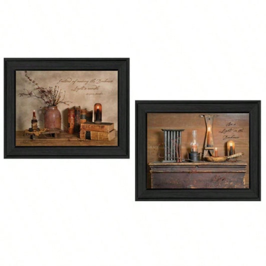 Trendy Decor 4U Candles Framed Wall Art, Modern Home Decor Framed Print Living Room, Bedroom Farmhouse Wall Decoration by Billy Jacobs