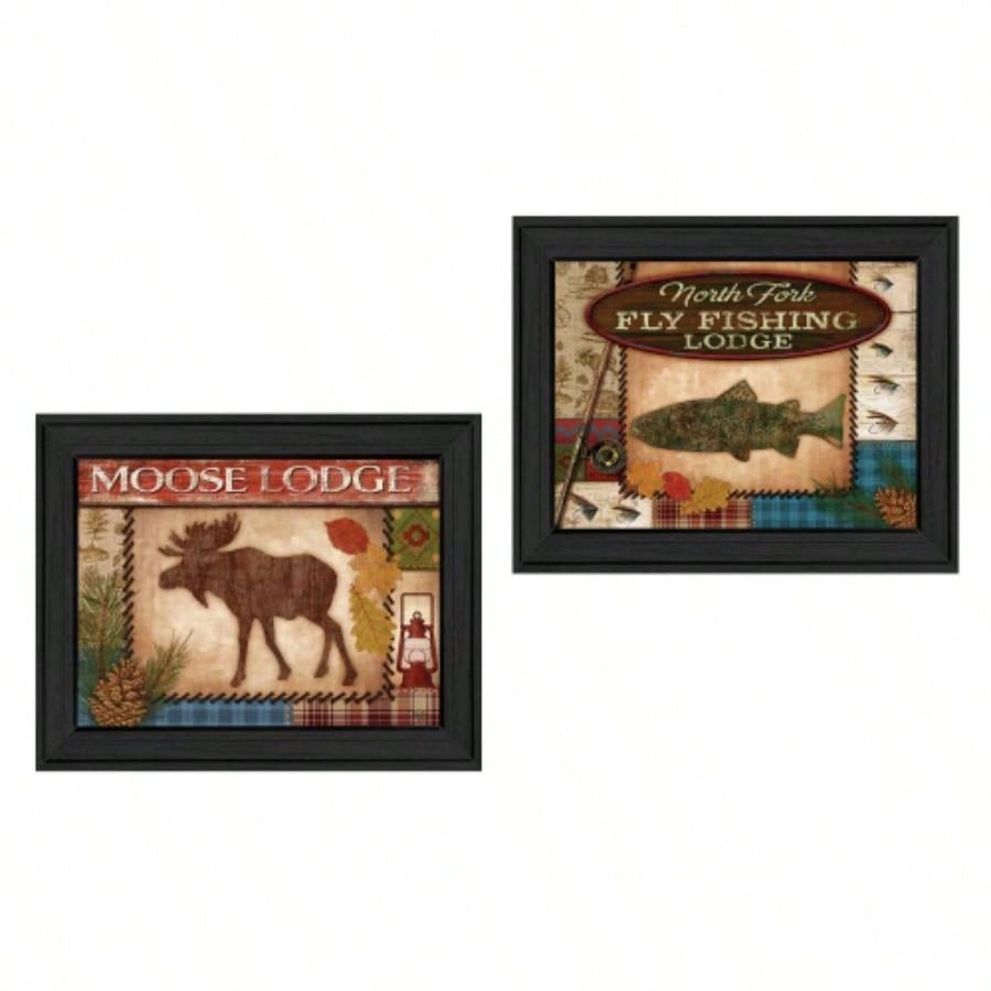 Lodge I 2 - Piece Vignette By Mollie B. Printed Wall Art, Ready To Hang Framed Poster, Black Frame
