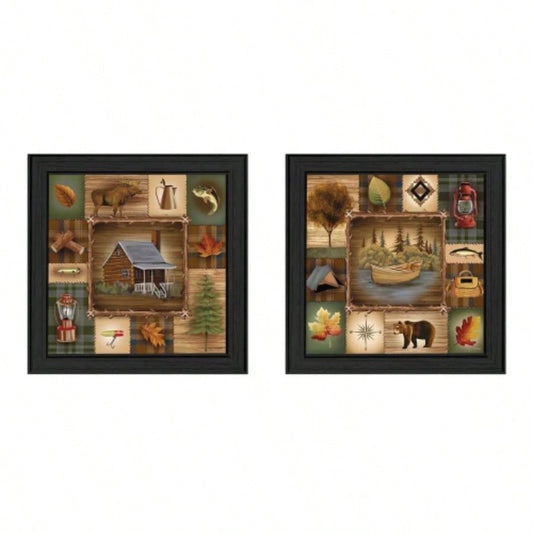 Up North 2 - Piece Vignette By Ed Wargo, Printed Wall Art, Ready To Hang Framed Poster, Black Frame