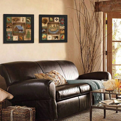 Up North 2 - Piece Vignette By Ed Wargo, Printed Wall Art, Ready To Hang Framed Poster, Black Frame