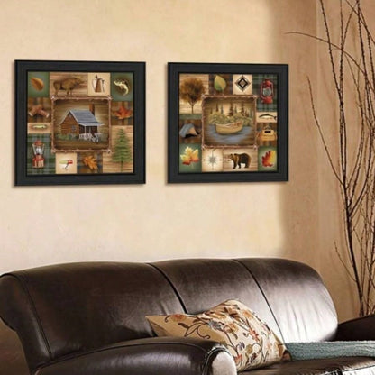 Up North 2 - Piece Vignette By Ed Wargo, Printed Wall Art, Ready To Hang Framed Poster, Black Frame