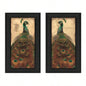 Peacock 2 - Piece Vignette By John Jones, Printed Wall Art, Ready To Hang Framed Poster, Black Frame