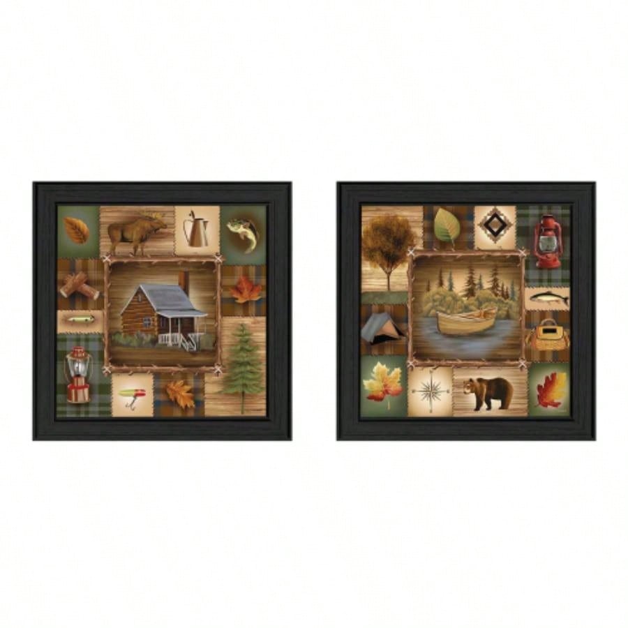 Up North 2 - Piece Vignette By Ed Wargo, Printed Wall Art, Ready To Hang Framed Poster, Black Frame