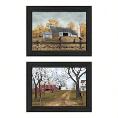 Trendy Decor 4U Country Roads Framed Wall Art, Modern Home Decor Framed Print Living Room, Bedroom Farmhouse Wall Decoration by Billy Jacobs