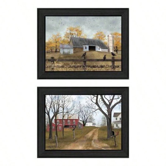 Trendy Decor 4U Country Roads Framed Wall Art, Modern Home Decor Framed Print Living Room, Bedroom Farmhouse Wall Decoration by Billy Jacobs