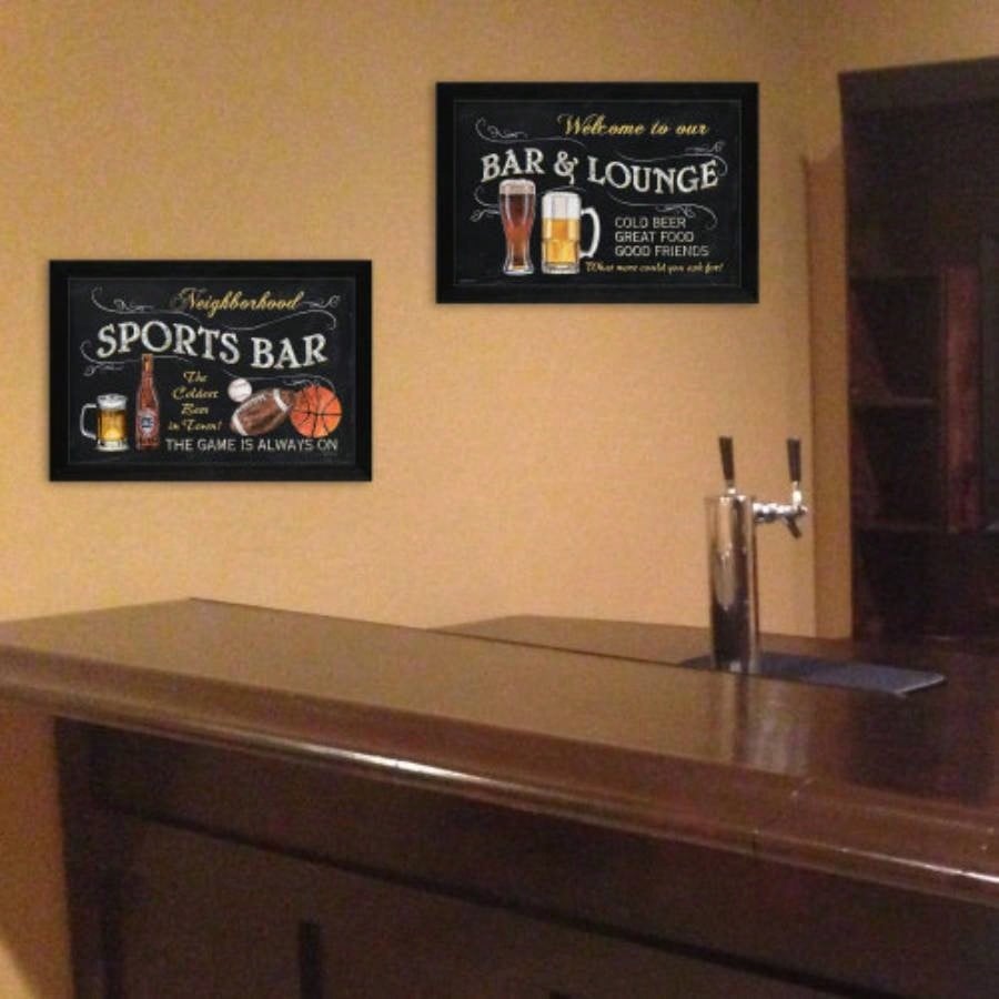 Sports Bar 2 - Piece Vignette By Debbie DeWitt, Printed Wall Art, Ready To Hang Framed Poster, Black Frame