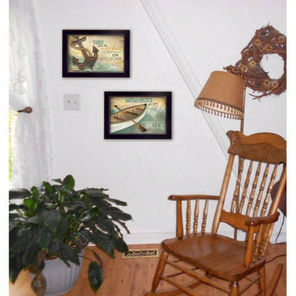Memories at Lake 2 - Piece Vignette By Marla Rae, Printed Wall Art, Ready To Hang Framed Poster, Black Frame
