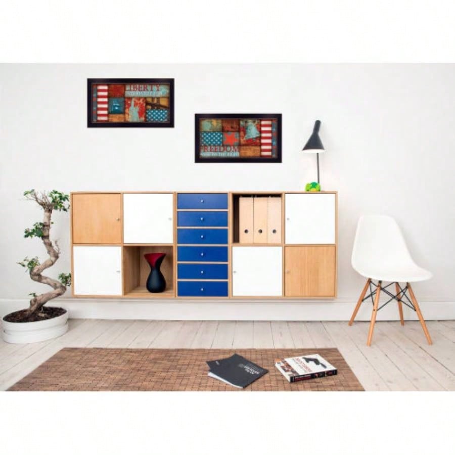 Liberty and Freedom 2 - Piece Vignette By Marla Rae, Printed Wall Art, Ready To Hang Framed Poster, Black Frame