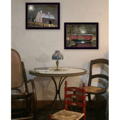 Midnight Moon 2 - Piece Vignette By Billy Jacobs, Printed Wall Art, Ready To Hang Framed Poster, Black Frame