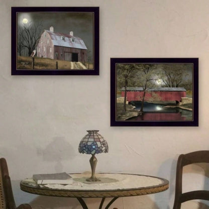 Midnight Moon 2 - Piece Vignette By Billy Jacobs, Printed Wall Art, Ready To Hang Framed Poster, Black Frame