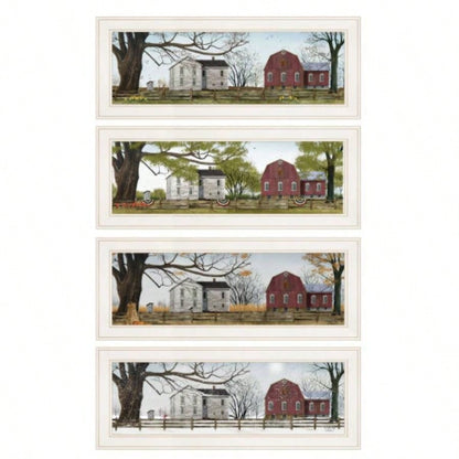Four Seasons 4 - Piece Vignette by Billy Jacobs, White Frame