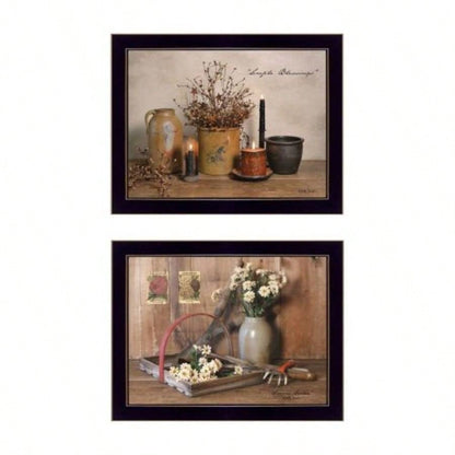 Simple Blessings 2 - Piece Vignette By Billy Jacobs, Printed Wall Art, Ready To Hang Framed Poster, Black Frame