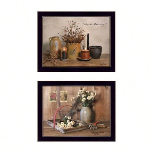 Simple Blessings 2 - Piece Vignette By Billy Jacobs, Printed Wall Art, Ready To Hang Framed Poster, Black Frame
