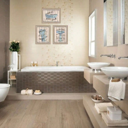 Bathroom Humor 3 - Piece Vignette By Debbie DeWitt, Printed Wall Art, Ready To Hang Framed Poster, Beige Frame