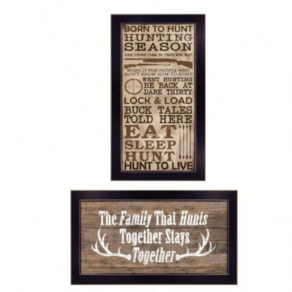 Hunting Season 2 - Piece Vignette By Dee Dee, Printed Wall Art, Ready To Hang Framed Poster, Black Frame