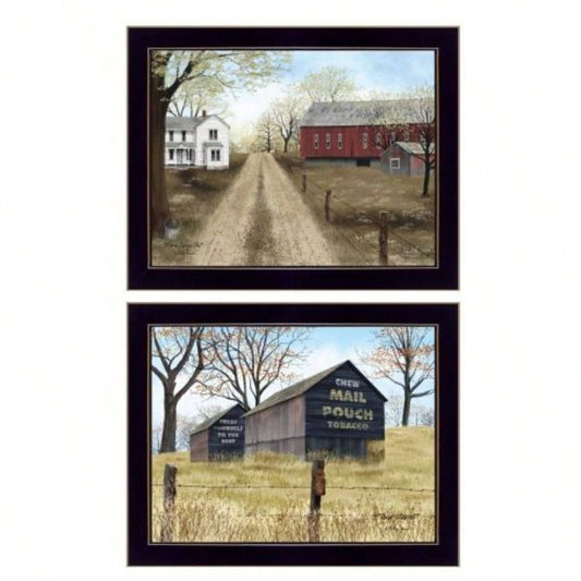Scenic Country 2 - Piece Vignette By Billy Jacobs, Printed Wall Art, Ready To Hang Framed Poster, Black Frame