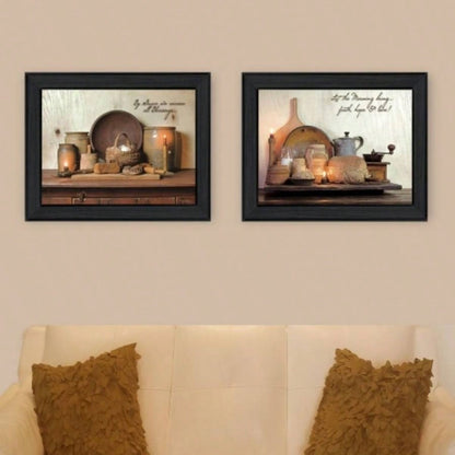 By Grace 2 - Piece Vignette By Susan Boyer, Printed Wall Art, Ready To Hang Framed Poster, Black Frame