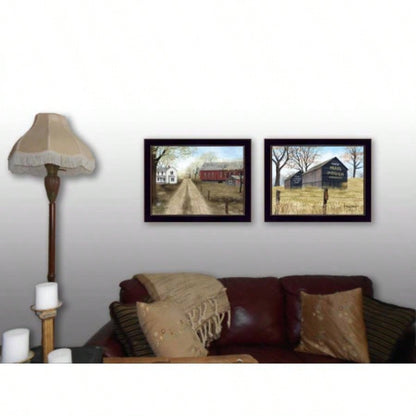 Scenic Country 2 - Piece Vignette By Billy Jacobs, Printed Wall Art, Ready To Hang Framed Poster, Black Frame