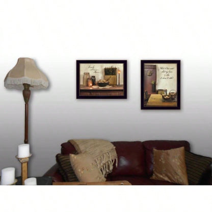 Home and Family 2 - Piece Vignette By Susan Boyer, Printed Wall Art, Ready To Hang Framed Poster, Black Frame
