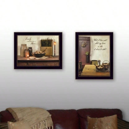 Home and Family 2 - Piece Vignette By Susan Boyer, Printed Wall Art, Ready To Hang Framed Poster, Black Frame
