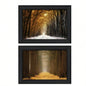 Golden Forest 2 - Piece Vignette By Podt, Printed Wall Art, Ready To Hang Framed Poster, Black Frame