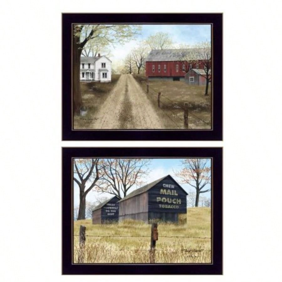 Scenic Country 2 - Piece Vignette By Billy Jacobs, Printed Wall Art, Ready To Hang Framed Poster, Black Frame