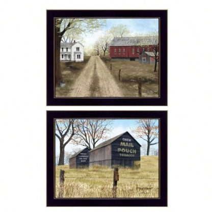 Scenic Country 2 - Piece Vignette By Billy Jacobs, Printed Wall Art, Ready To Hang Framed Poster, Black Frame