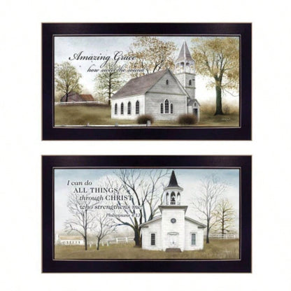 Grace 2 - Piece Vignette By Billy Jacobs, Printed Wall Art, Ready To Hang Framed Poster, Black Frame