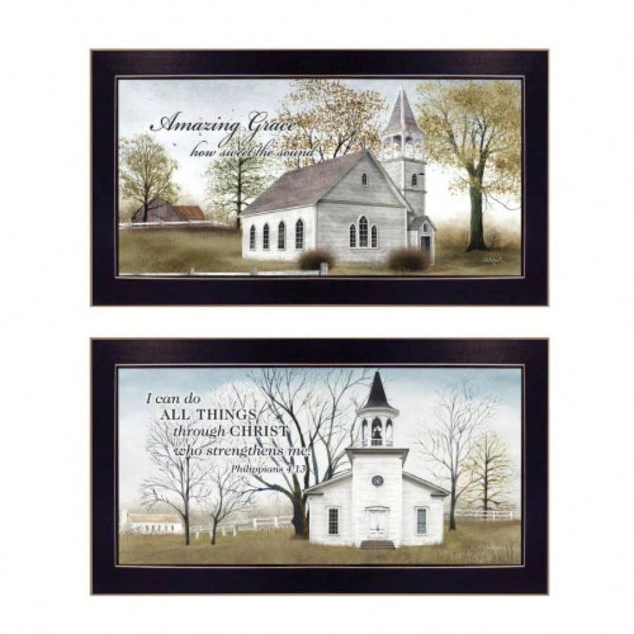 Grace 2 - Piece Vignette By Billy Jacobs, Printed Wall Art, Ready To Hang Framed Poster, Black Frame