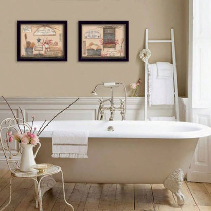 Wash Room 2 - Piece Vignette By Pam Britton, Printed Wall Art, Ready To Hang Framed Poster, Black Frame