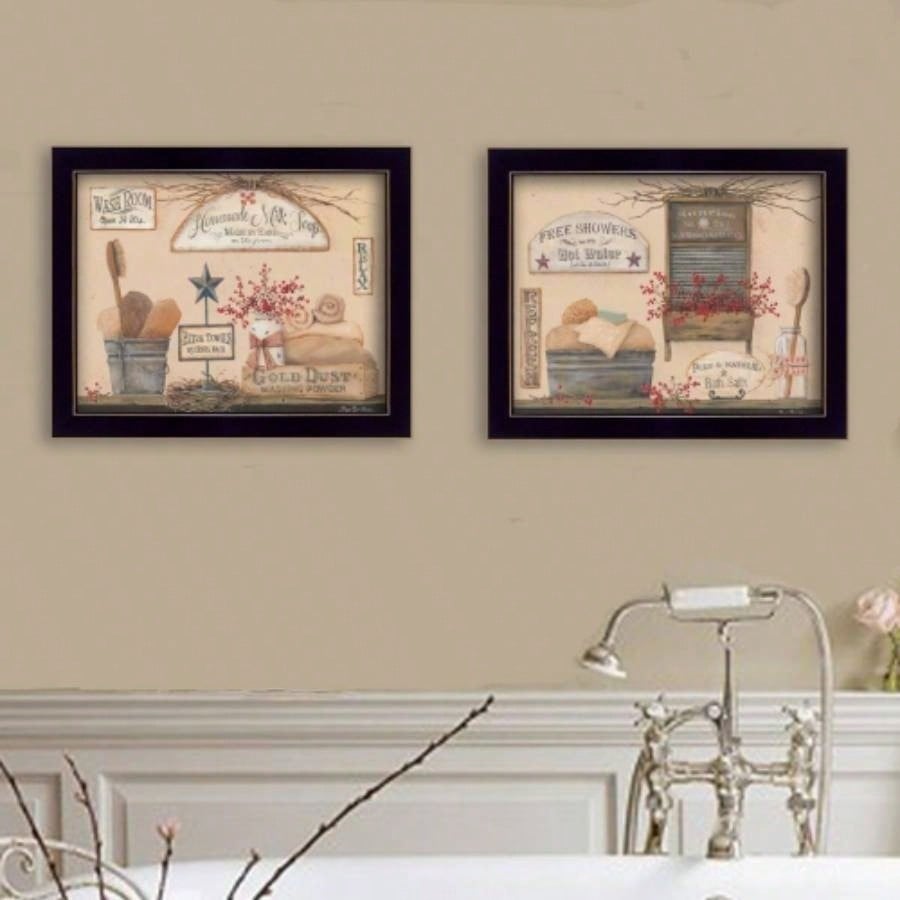 Wash Room 2 - Piece Vignette By Pam Britton, Printed Wall Art, Ready To Hang Framed Poster, Black Frame
