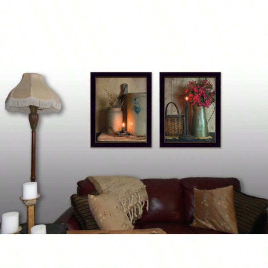 Country Candlelight 2 - Piece Vignette By Susan Boyer, Printed Wall Art, Ready To Hang Framed Poster, Black Frame