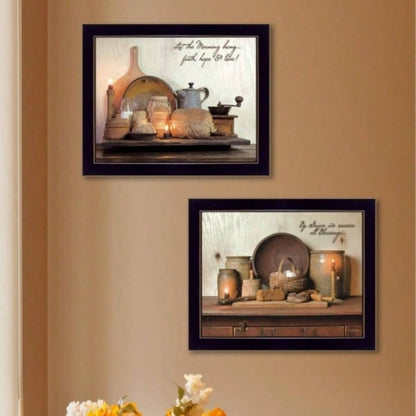 By Grace 2 - Piece Vignette By Susan Boyer, Printed Wall Art, Ready To Hang Framed Poster, Black Frame