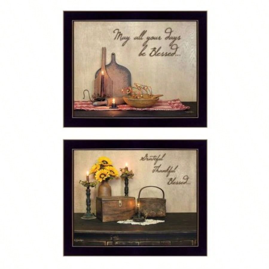 Twice 2 - Piece Vignette By Susan Boyer, Printed Wall Art, Ready To Hang Framed Poster, Black Frame