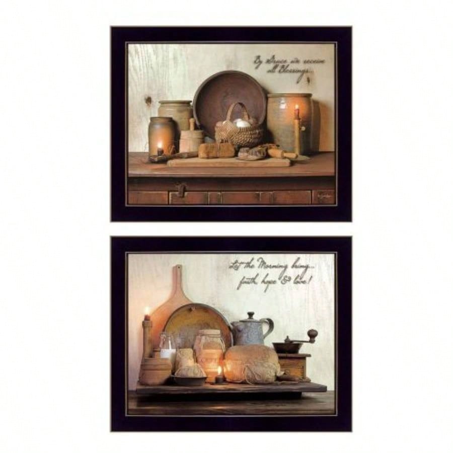By Grace 2 - Piece Vignette By Susan Boyer, Printed Wall Art, Ready To Hang Framed Poster, Black Frame