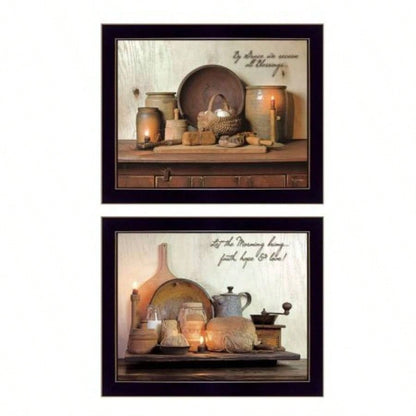 By Grace 2 - Piece Vignette By Susan Boyer, Printed Wall Art, Ready To Hang Framed Poster, Black Frame