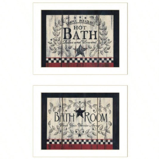 Hot Bath 2 - Piece Vignette by Linda Spivey, White Frame