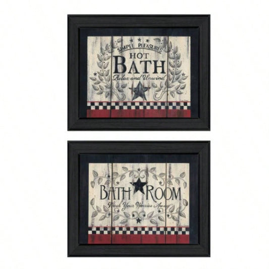 Hot Bath 2 - Piece Vignette by Linda Spivey, Black Frame