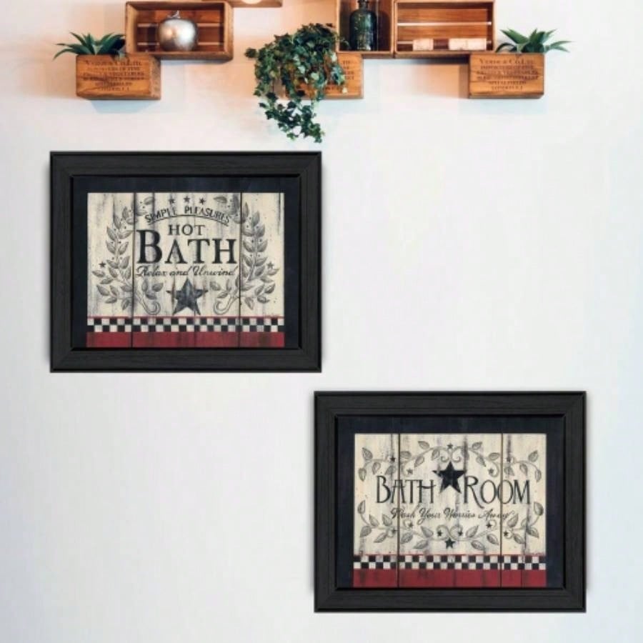 Hot Bath 2 - Piece Vignette by Linda Spivey, Black Frame