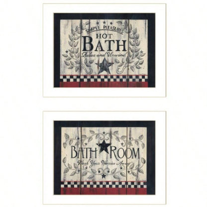 Hot Bath 2 - Piece Vignette by Linda Spivey, White Frame
