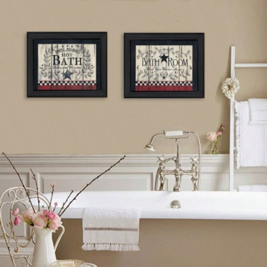 Hot Bath 2 - Piece Vignette by Linda Spivey, Black Frame