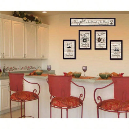 Trendy Decor 4U Kitchen Friendship Framed Wall Art, Modern Home Decor 5 Piece Vignette Living Room, Bedroom Farmhouse Wall Decoration by Millwork Engineering