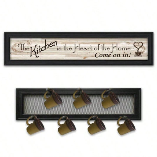 Kitchen Vignette 2 - Piece Vignette with - Peg Mug Rack by Millwork Engineering, Black Frame
