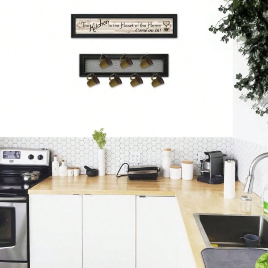 Kitchen Vignette 2 - Piece Vignette with - Peg Mug Rack by Millwork Engineering, Black Frame