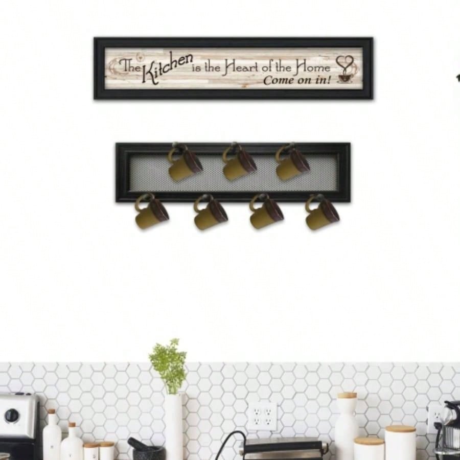 Kitchen Vignette 2 - Piece Vignette with - Peg Mug Rack by Millwork Engineering, Black Frame