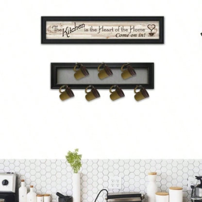 Kitchen Vignette 2 - Piece Vignette with - Peg Mug Rack by Millwork Engineering, Black Frame