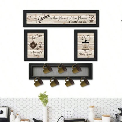 Kitchen IV 4 - Piece Vignette with - Peg Mug Rack by Millwork Engineering, Black Frame