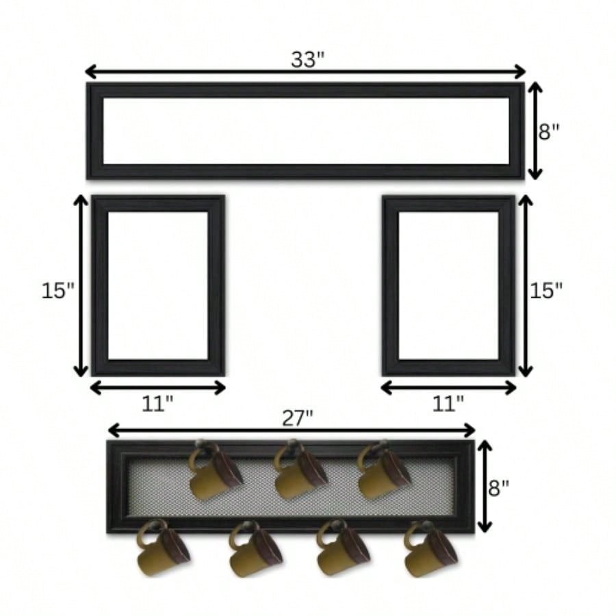 Kitchen IV 4 - Piece Vignette with - Peg Mug Rack by Millwork Engineering, Black Frame