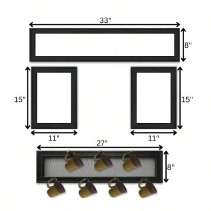 Kitchen IV 4 - Piece Vignette with - Peg Mug Rack by Millwork Engineering, Black Frame