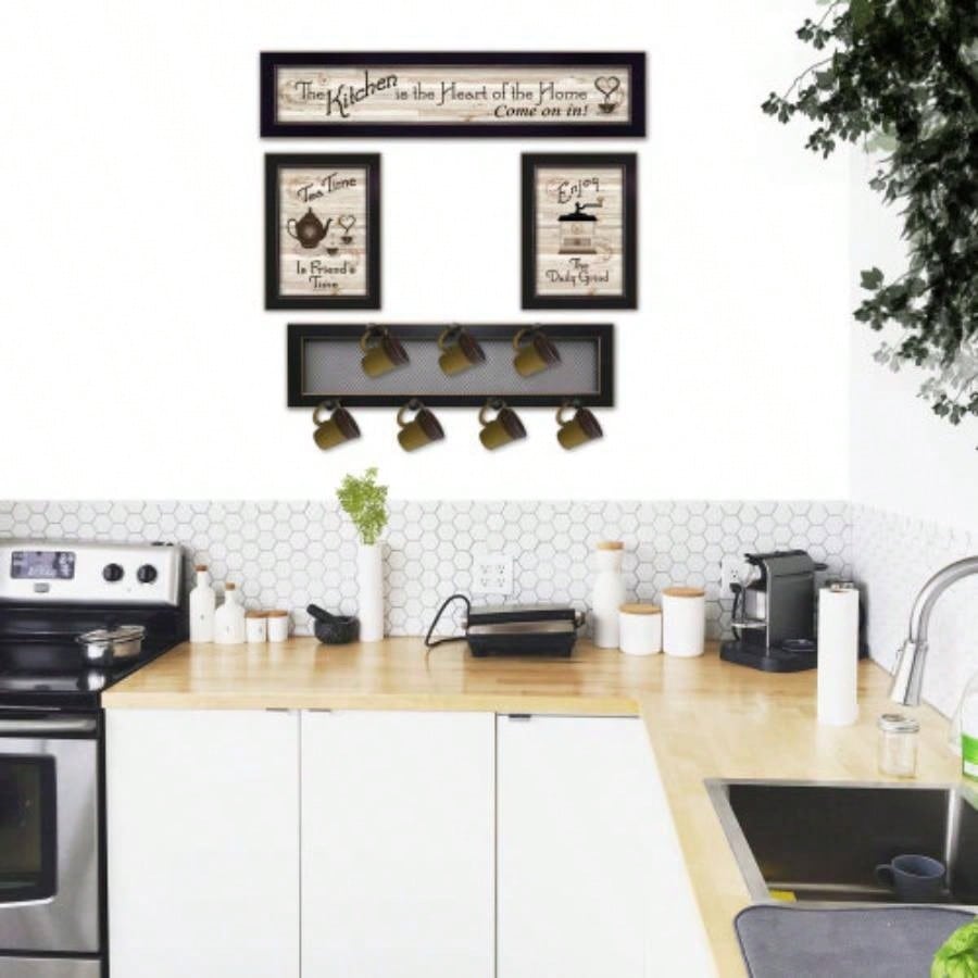 Kitchen IV 4 - Piece Vignette with - Peg Mug Rack by Millwork Engineering, Black Frame